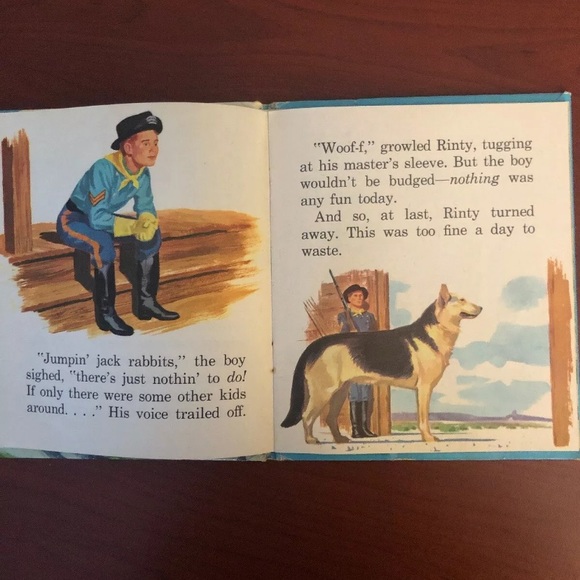 Vintage RINTY AND PALS FOR RUSTY 1957 Whitman Tell A Tale Hardcover Book - Picture 3 of 5